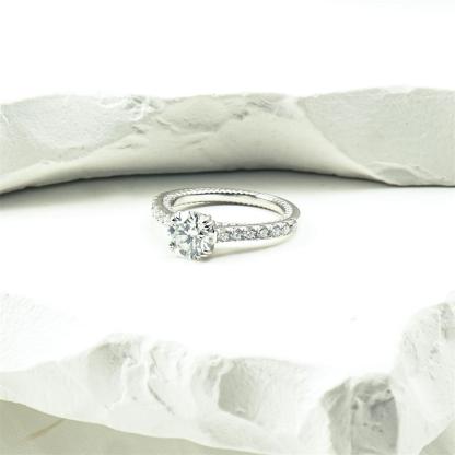 Delzzad Lustre Ring Lab-Created Moissanite Engagement Ring S925 Sterling Silver Moissanite Jewelry Perfect Gift