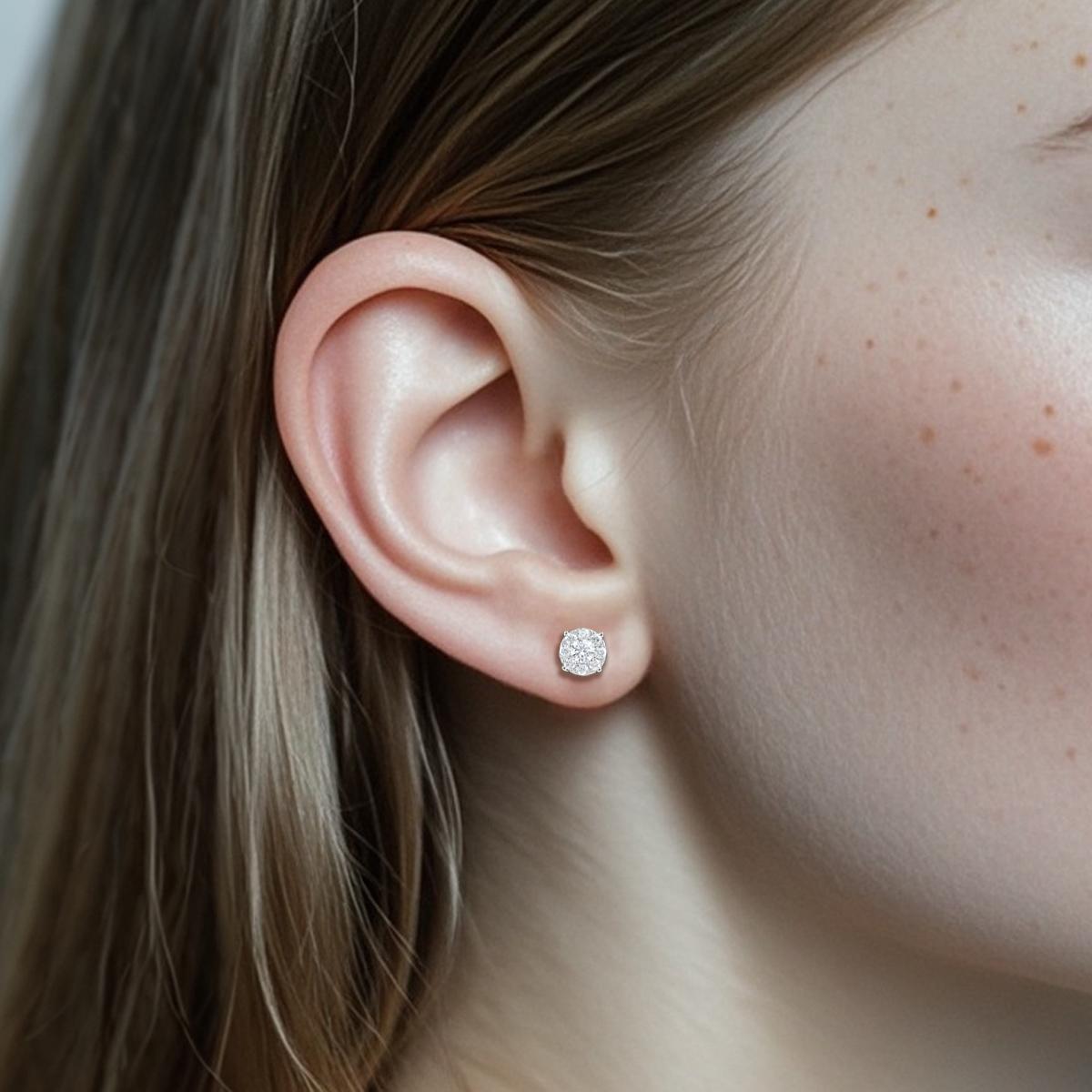 2ct Round Iced Out Halo Earrings D Color Synthetic Moissanite S925 Stud Unisex Earrings