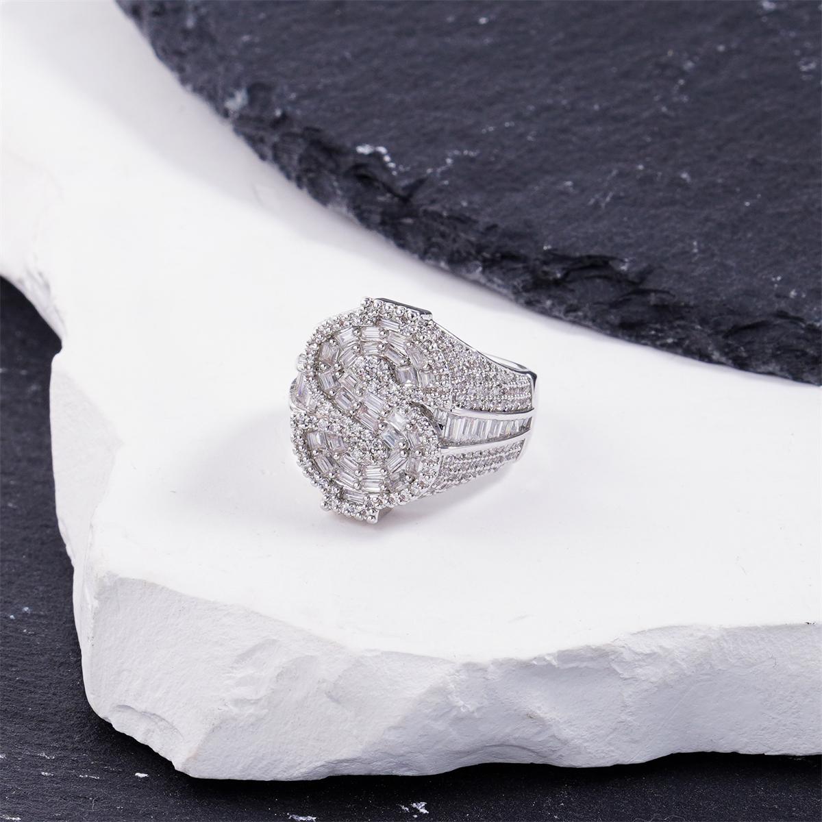 2.3ct Billionaire's Gaze Ring Iced Out Baguette USD Ring Band VVS Synthetic Moissanite Ring Jewelry Copper Band Hip Hop Punk Rock Ring
