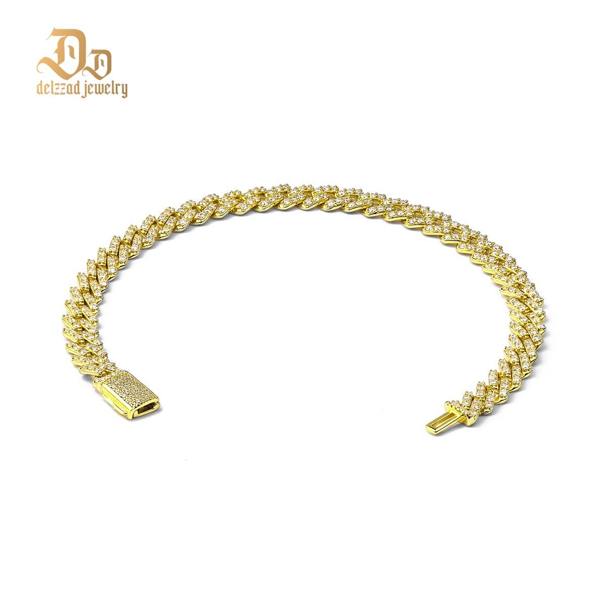 Delzzad 6.8MM Hip Hop Iced Out Cuban Link Bracelet Necklace VVS D Color Synthetic Moissanite S925 Unisex Cuban Chain Perfect for Any Occasion & Everyday Wear Birthday Anniversary Gifts