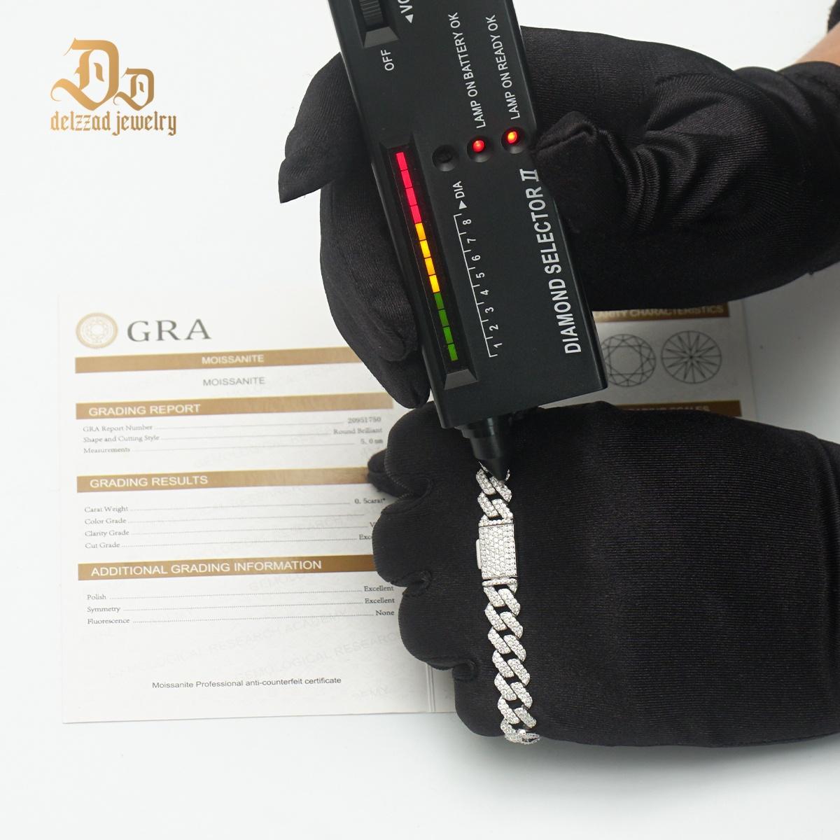 Delzzad 8.5MM Iced Out Cuban Link Bracelet Necklace VVS D Color Synthetic Moissanite S925 Unisex Bling Hip Hop Cuban Chain Perfect for Any Occasion & Everyday Wear Birthday Anniversary Gifts