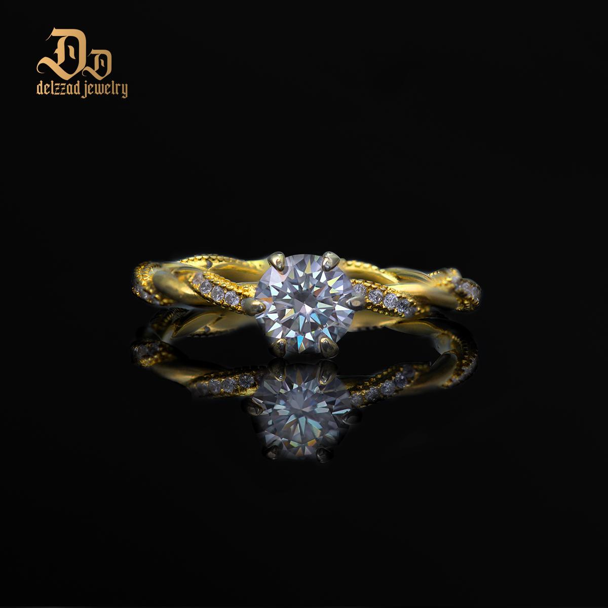 Delzzad 1ct Round Synthetic Moissanite Rope Ring In 925 Sterling Silver St Valentine's Day Gifts for Men Women