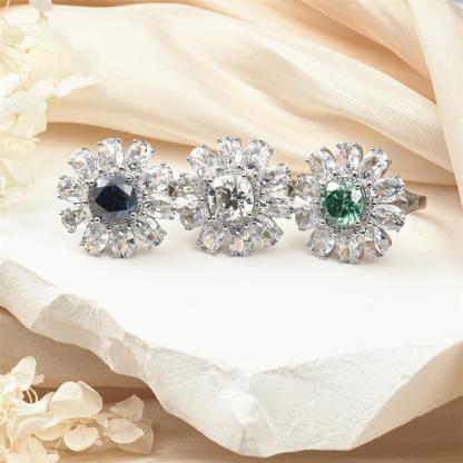 Delzzad 3.5ct Cushion Synthetic Moissanite Cocktail Ring In 925 Sterling Silver