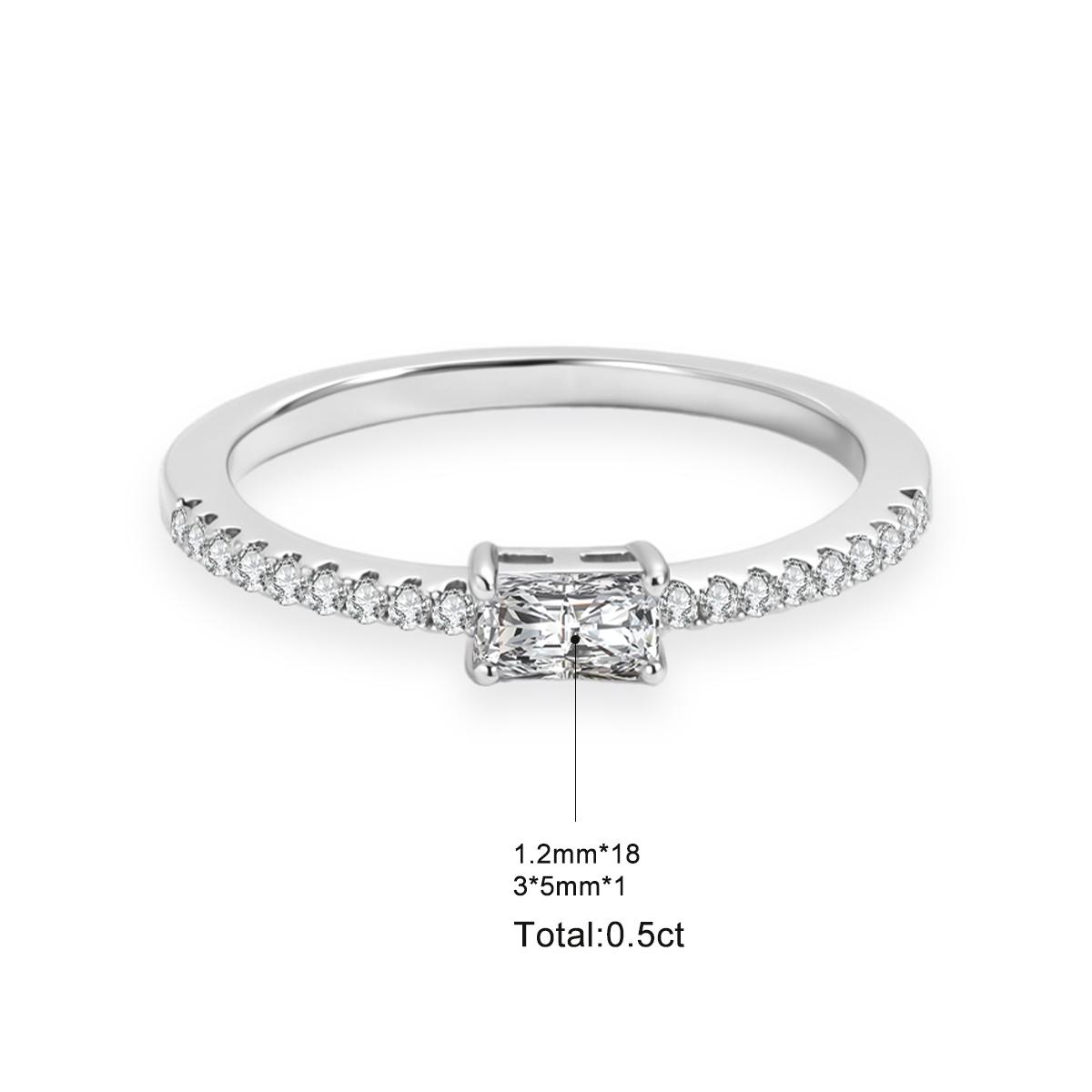 Delzzad 0.5ct Starlight Horizon Ring Radiant Cut East West Ring Band Engagement Ring Solitaire with Accents VVS Synthetic Moissanite Ring Jewelry Copper Band