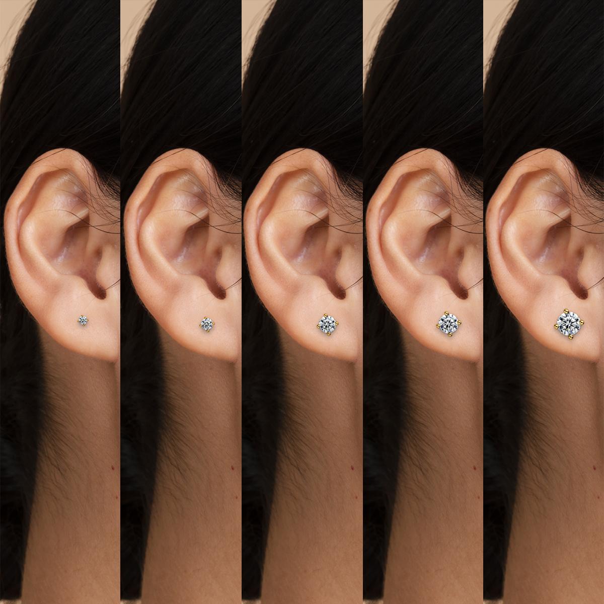 Parallel Dream Solitaire Four-Prong Stud Earrings Flat Back Earrings Screw-on Synthetic Moissanite Earrings Jewelry S925 Sterling Silver Studs