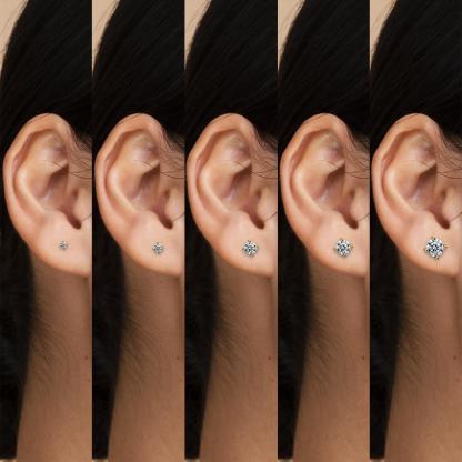 Parallel Dream Solitaire Four-Prong Stud Earrings Flat Back Earrings Screw-on Synthetic Moissanite Earrings Jewelry S925 Sterling Silver Studs