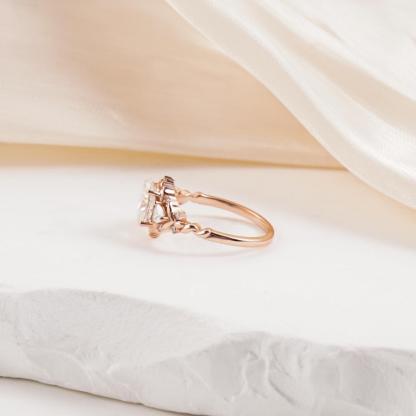 Delzzad 1.7ct Natural Oval Ring Twist Band Brilliant Rose Golden Engagement Wedding Ring Band D Color VVS Synthetic Moissanite Ring Jewelry S925 Perfect Birthday Engagement Wedding Anniversary Christmas Gift