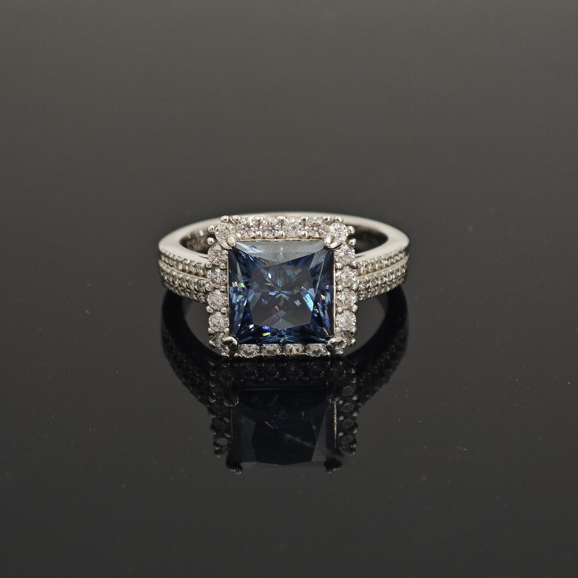 3ct S925 Princess Synthetic Moissanite Halo Ring