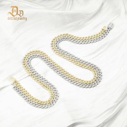 Delzzad 6.8MM Hip Hop Iced Out Cuban Link Bracelet Necklace VVS D Color Synthetic Moissanite S925 Unisex Cuban Chain Perfect for Any Occasion & Everyday Wear Birthday Anniversary Gifts