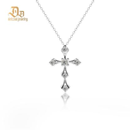 Delzzad S925 Synthetic Moissanite Cross Necklace 18inches