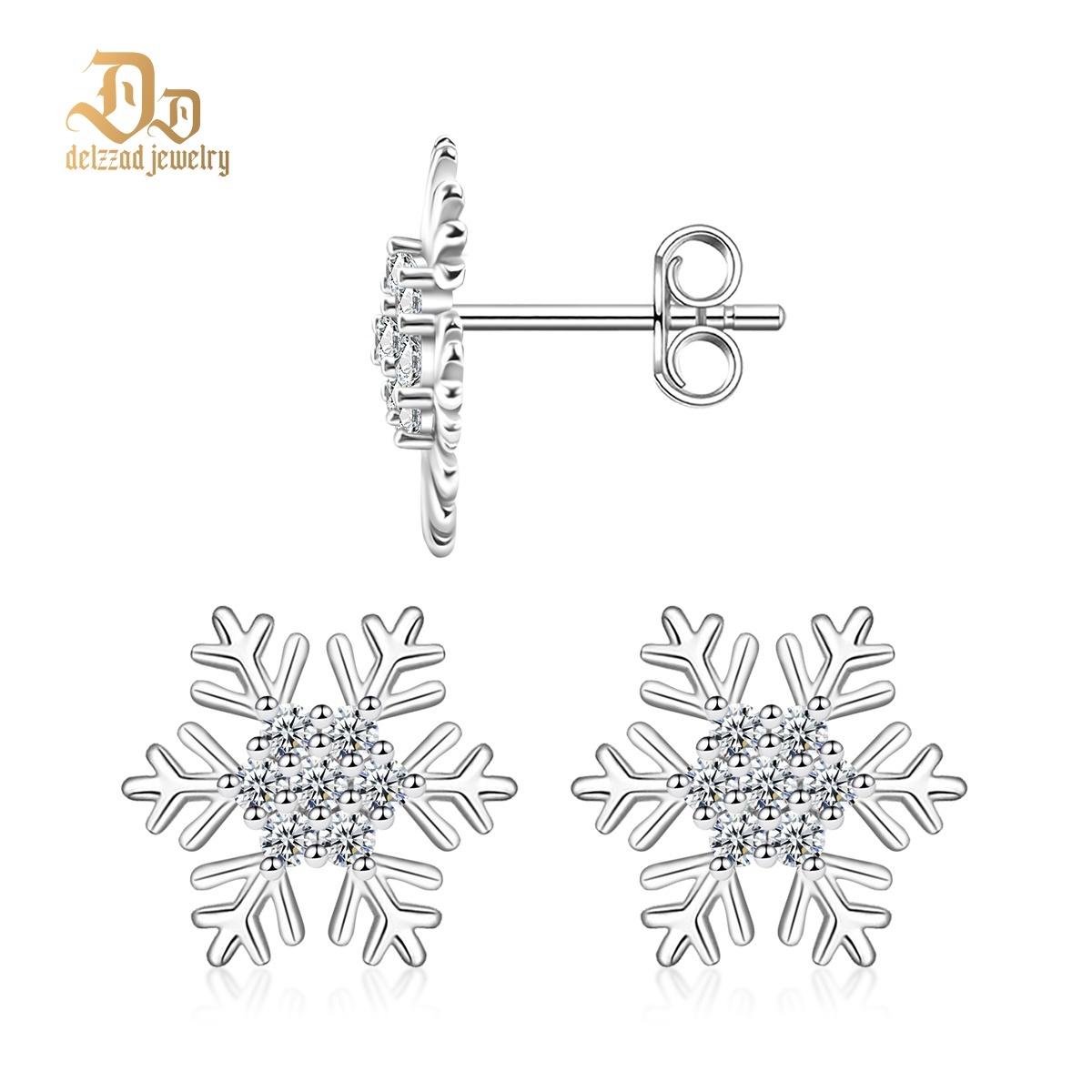 Ice-Out Snowflake Stud Earrings Synthetic Moissanite Earrings Jewelry S925 Frozen Snow Winter Earrings