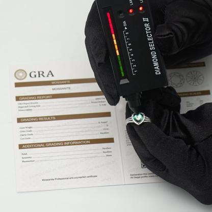 Delzzad 2ct Sparkling Heart Halo Split Ring Synthetic Moissanite S925 Love Ring Band Jewelry for Women Girls