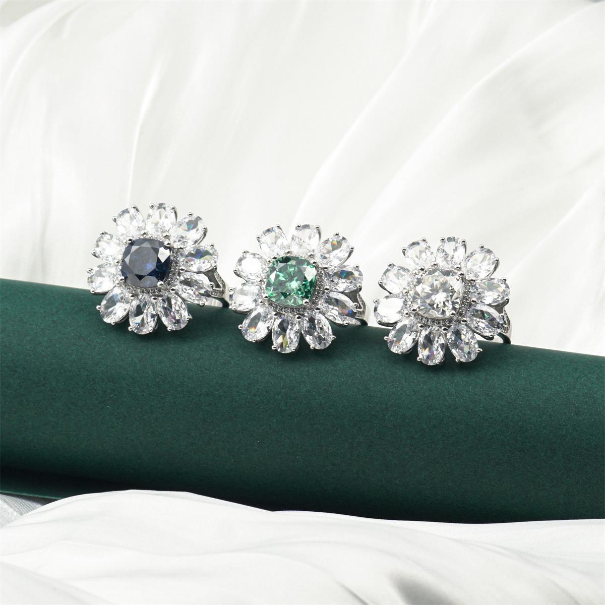 Delzzad 3.5ct Cushion Synthetic Moissanite Cocktail Ring In 925 Sterling Silver