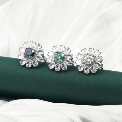 Delzzad 3.5ct Cushion Synthetic Moissanite Cocktail Ring In 925 Sterling Silver