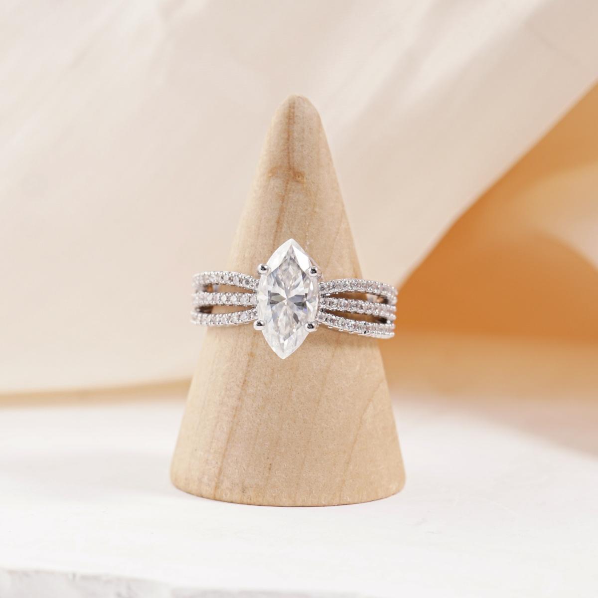 2.4ct Odyssey of Love Ring Triple Band Marquise Cut VVS Synthetic Moissanite Ring Jewelry S925/Copper Band