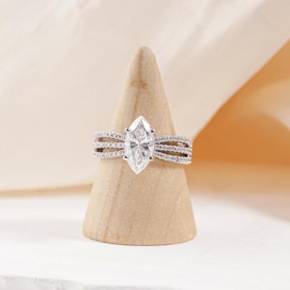 2.4ct Odyssey of Love Ring Triple Band Marquise Cut VVS Synthetic Moissanite Ring Jewelry S925/Copper Band