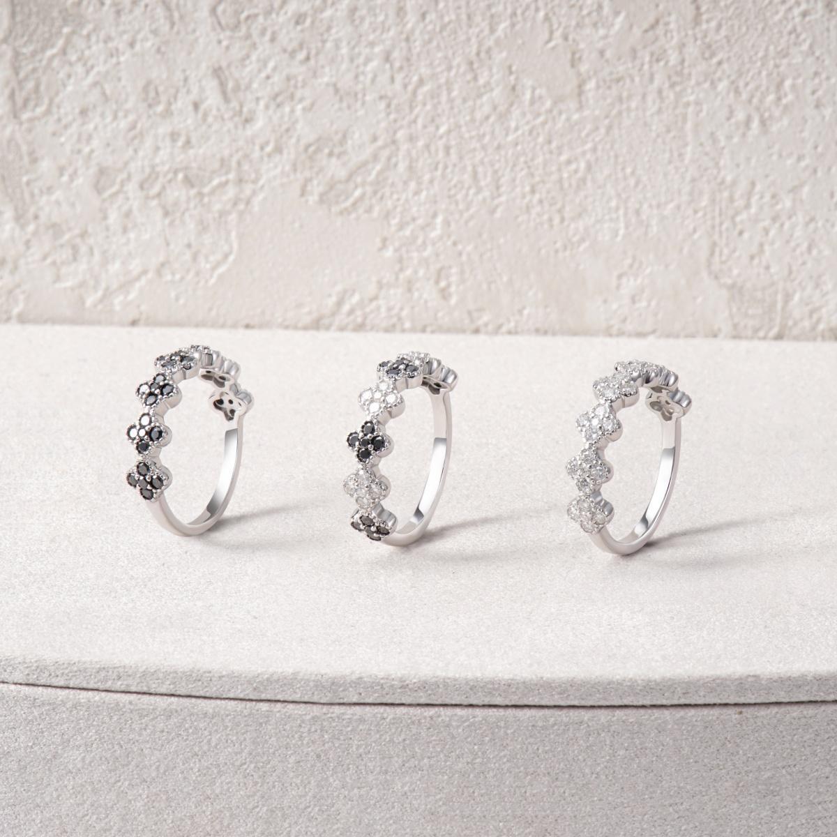 Delzzad 0.6ct Luxury Floral Eternity Band Cluster Ring Synthetic Moissanite Wedding Bands Ring S925 Sterling Silver Moissanite Jewelry Perfect Birthday Engagement Wedding Anniversary Gift