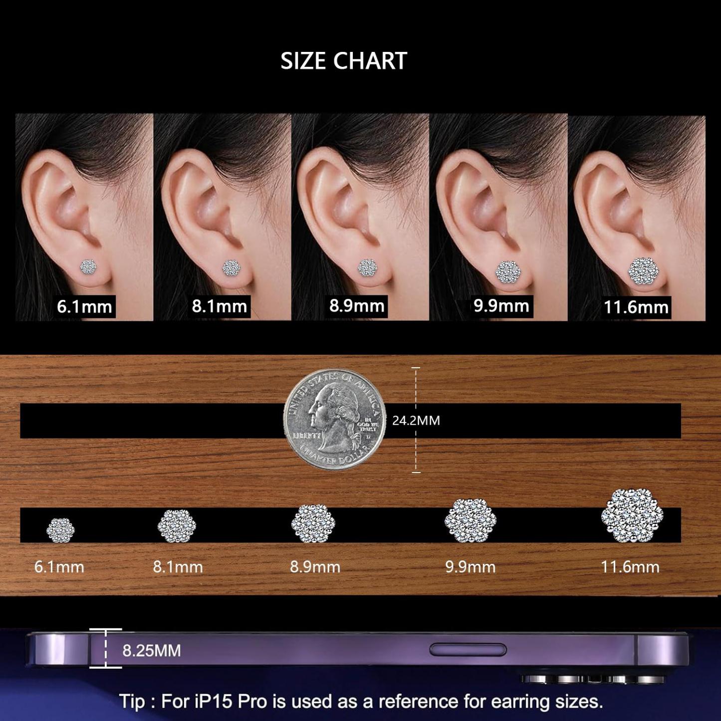 IcyBloom Floral Shine Stud Earrings 925S & VVS Moissanite