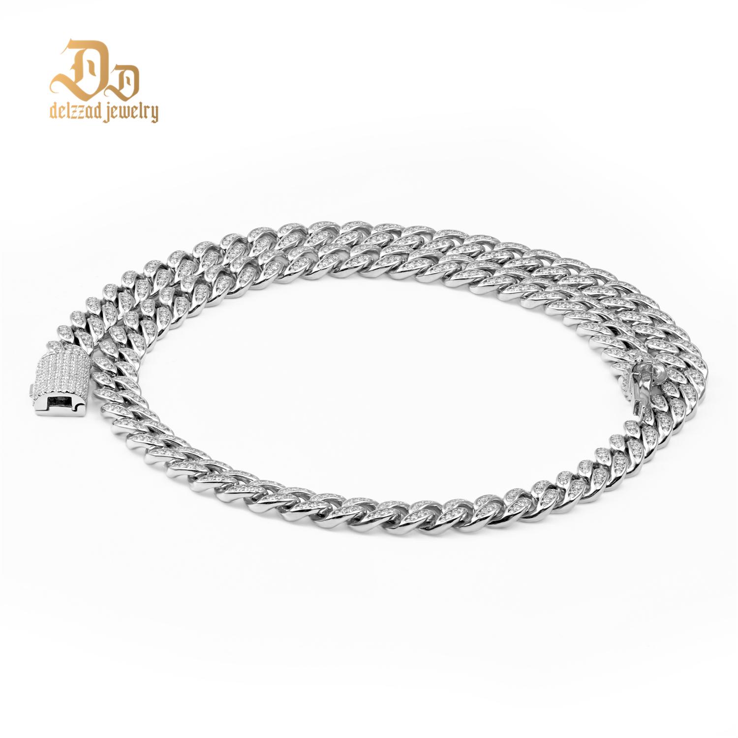 Delzzad Sparkling Hip Hop Cuban Link Bracelet Necklace VVS Synthetic Moissanite S925 Unisex Cuban Chain Perfect for Any Occasion & Everyday Wear Birthday Anniversary Gifts