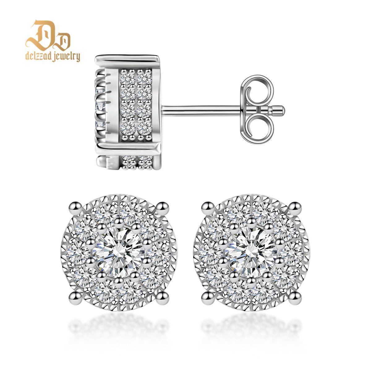 S925 VVS Synthetic Moissanite Royal Halo Iced Out Earrings Stud Unisex Earrings