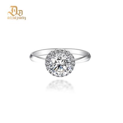 Delzzad 1ct Round Synthetic Moissanite Luxurious Bling Halo Ring In 925 Sterling Silver Engagement Anniversary Valentine's Day Gifts