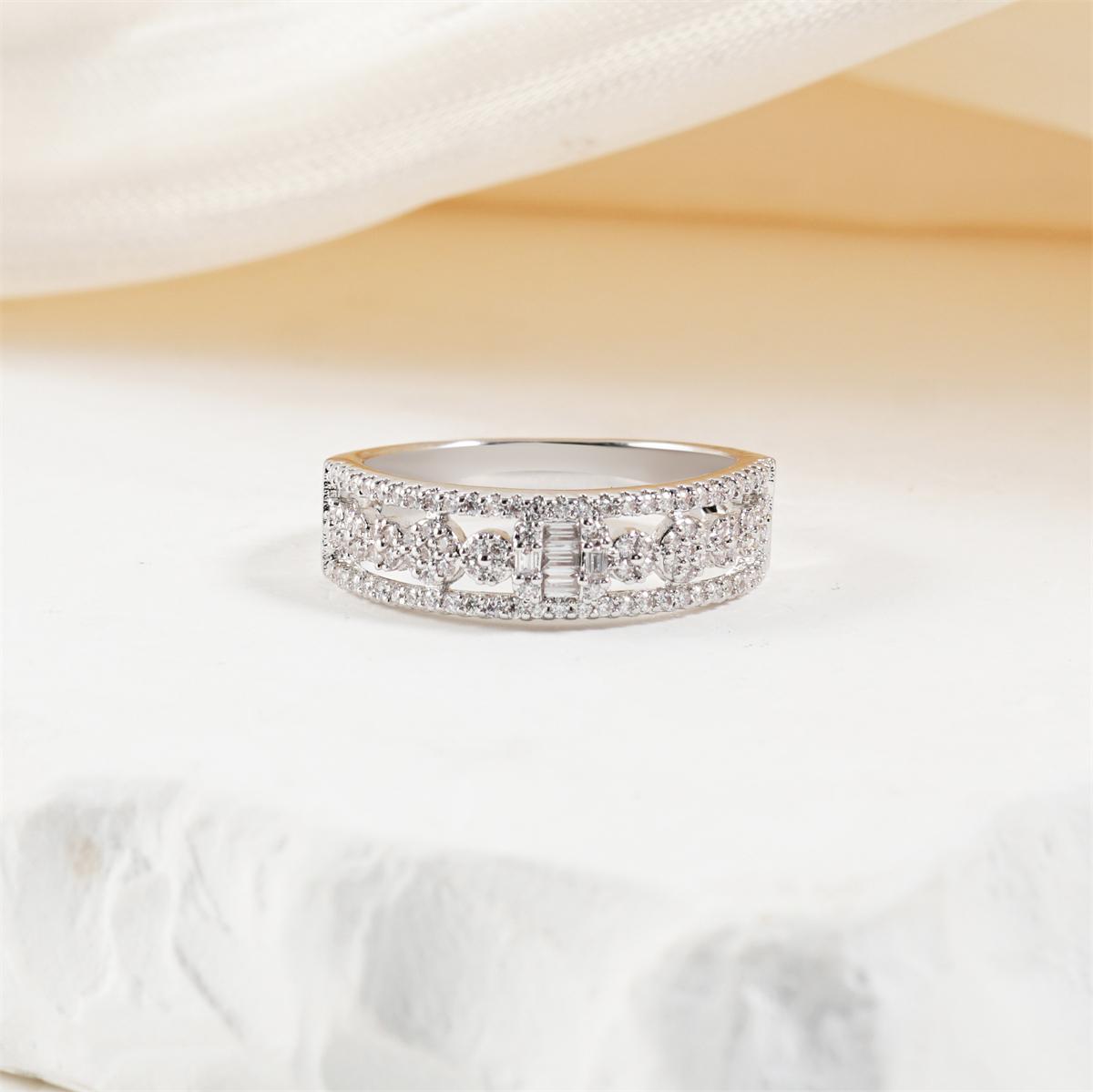 0.4ct Stellar Lattice Antique Lace Charm Ring VVS Synthetic Moissanite Ring Jewelry Copper Band
