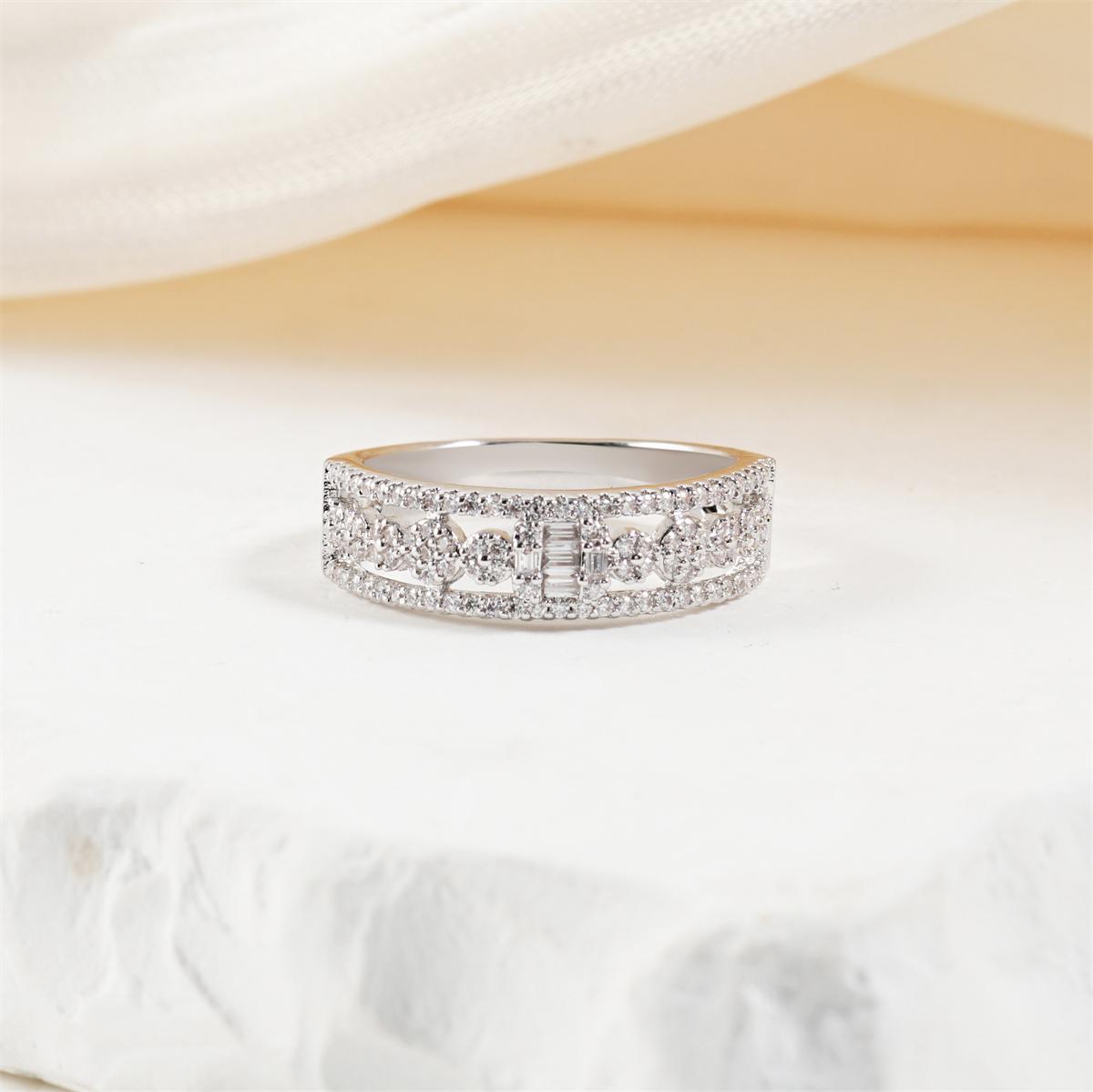 0.4ct Stellar Lattice Antique Lace Charm Ring VVS Synthetic Moissanite Ring Jewelry Copper Band