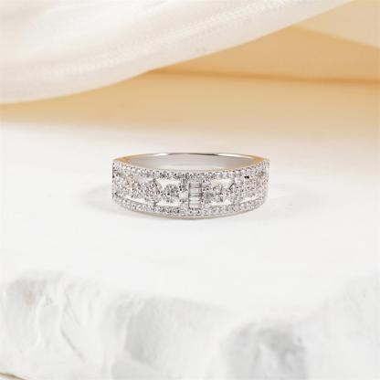 0.4ct Stellar Lattice Antique Lace Charm Ring VVS Synthetic Moissanite Ring Jewelry Copper Band