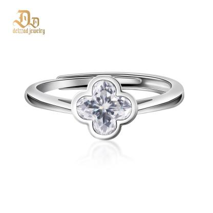 Delzzad 1ct Adjustable Four-Leaf Clover Ring Delzzad 1ct Adjustable Four-Leaf Clover Ring  Lab-Created Moissanite Engagement Ring S925 Sterling Silver Moissanite Jewelry Perfect Giftfor Women