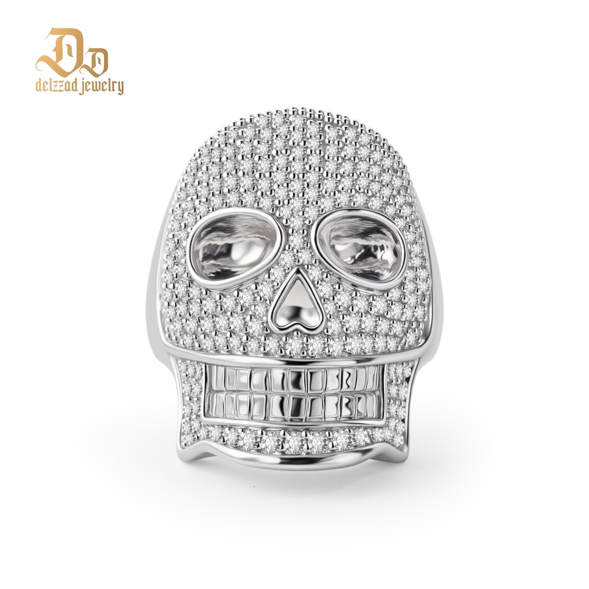 2.8ct Infinite Bone Ring Cool Hip Hop Rock Skull Ring VVS Synthetic Moissanite Ring Jewelry Copper Band