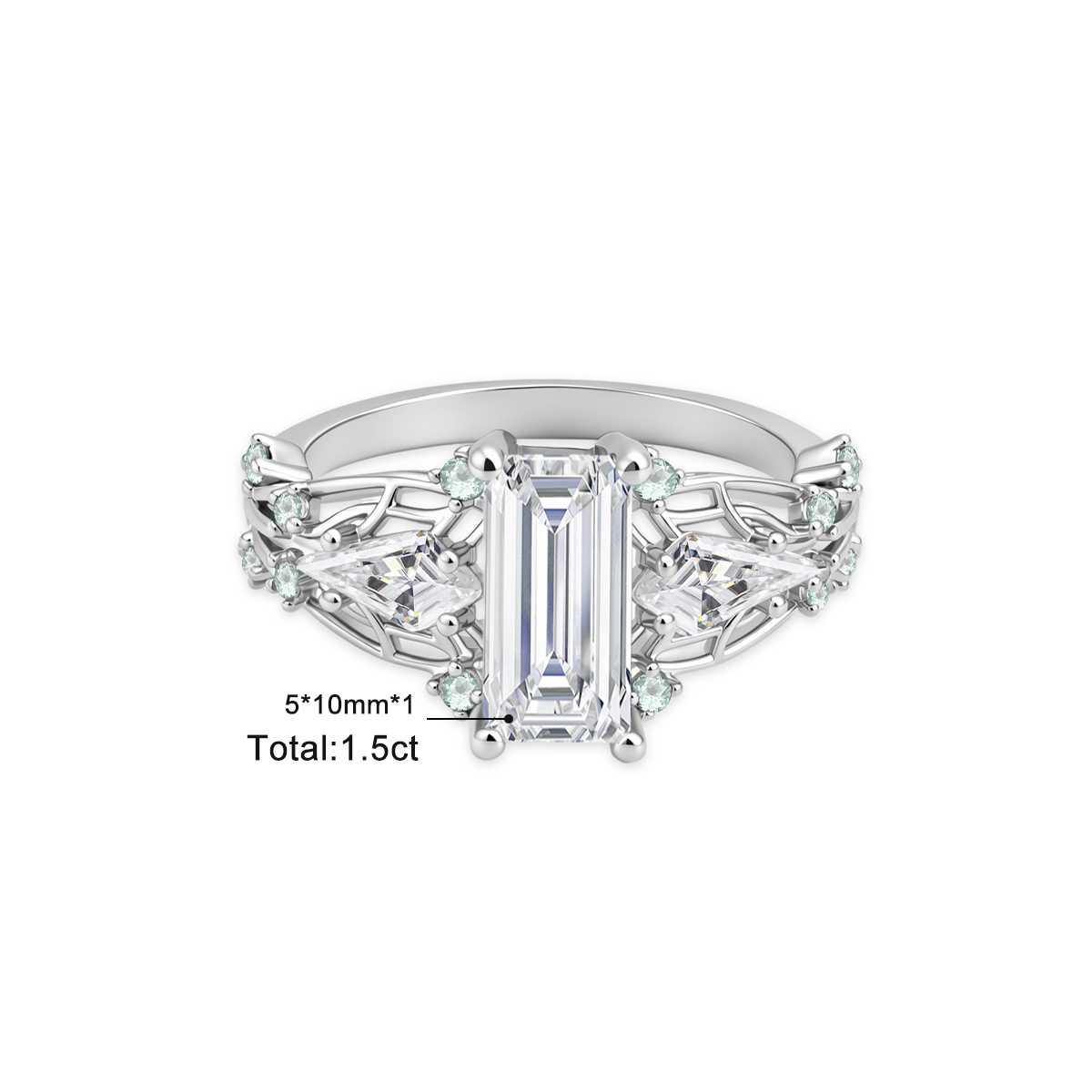 14K Gold-Plated The Phoenix Vestige Ring Elysian Lattice Band Ring VVS Synthetic Moissanite Ring Jewelry