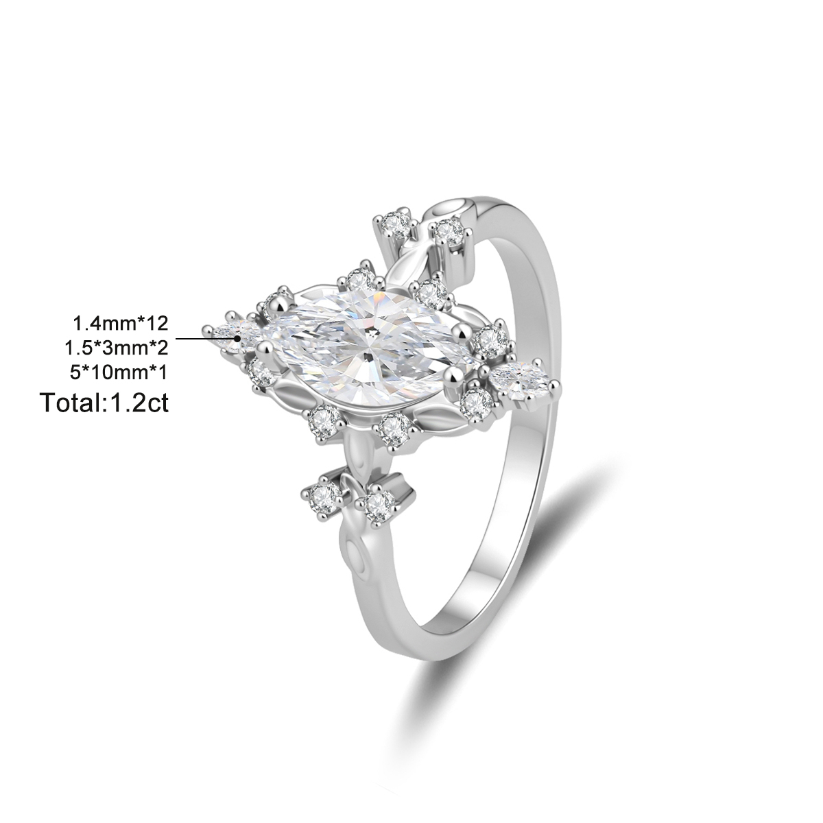 14K Gold-Plated 1.2ct The Duchess Heirloom Ring Vintage Briar Halo Ring Band VVS Synthetic Moissanite Ring Jewelry
