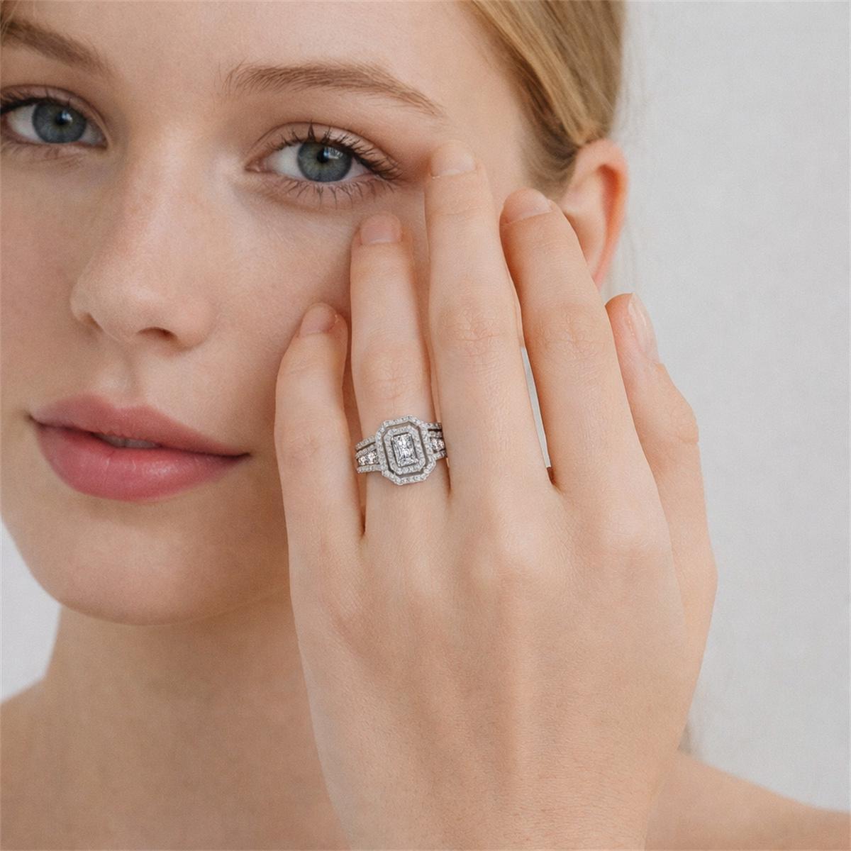 1.3ct Imperial Halo Band Theater Ring Heirloom Ring VVS Synthetic Moissanite Ring Jewelry Copper Band