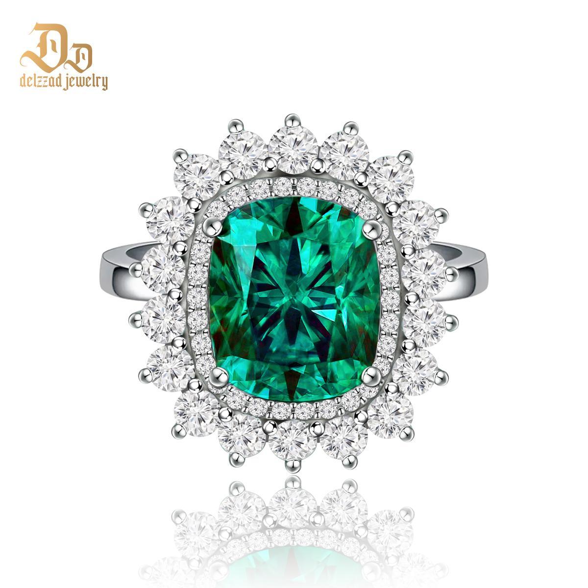 5ct Elongated Cushion Synthetic Moissanite Sunflower Luxury Ring In 925 Sterling Silver