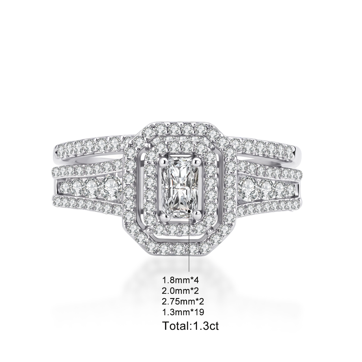 1.3ct Imperial Halo Band Theater Ring Heirloom Ring VVS Synthetic Moissanite Ring Jewelry Copper Band
