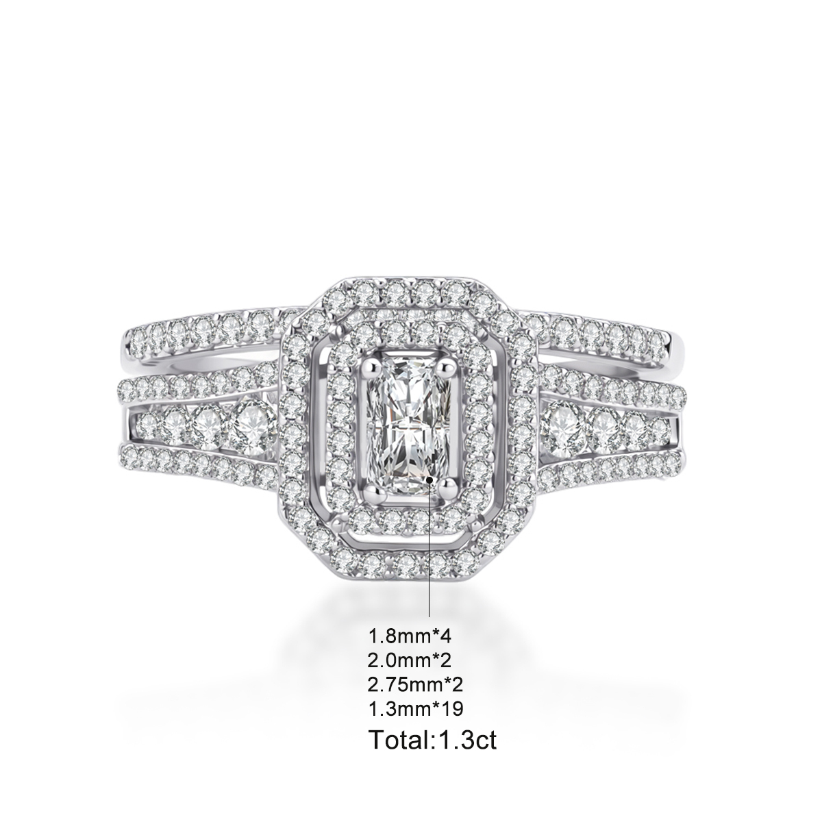 1.3ct Imperial Halo Band Theater Ring Heirloom Ring VVS Synthetic Moissanite Ring Jewelry Copper Band