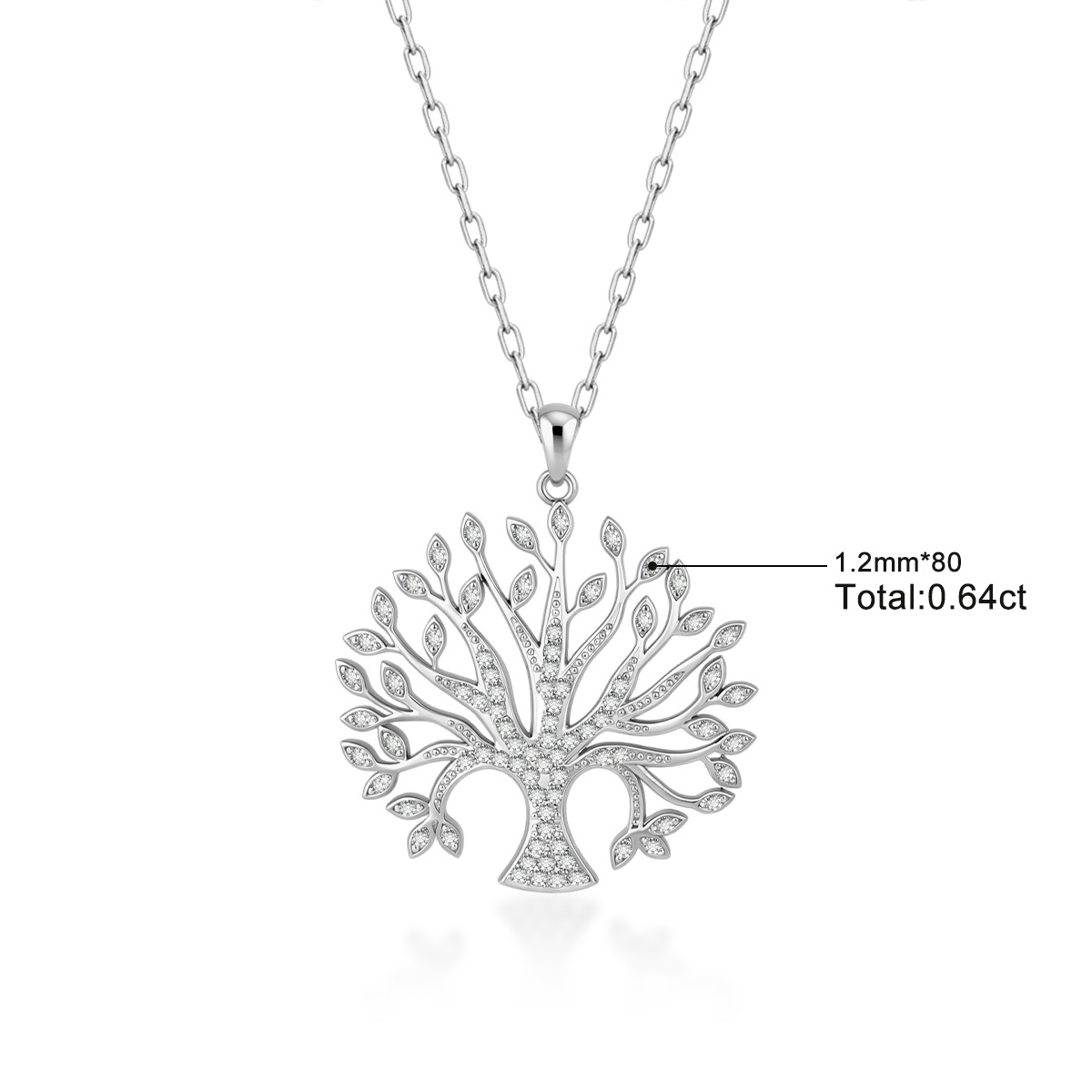 Delzzad 0.64ct Eternal Glow Arbor Pendant Tree of Life Pendant Necklace Chain VVS Synthetic Moissanite Pendant Jewelry Copper