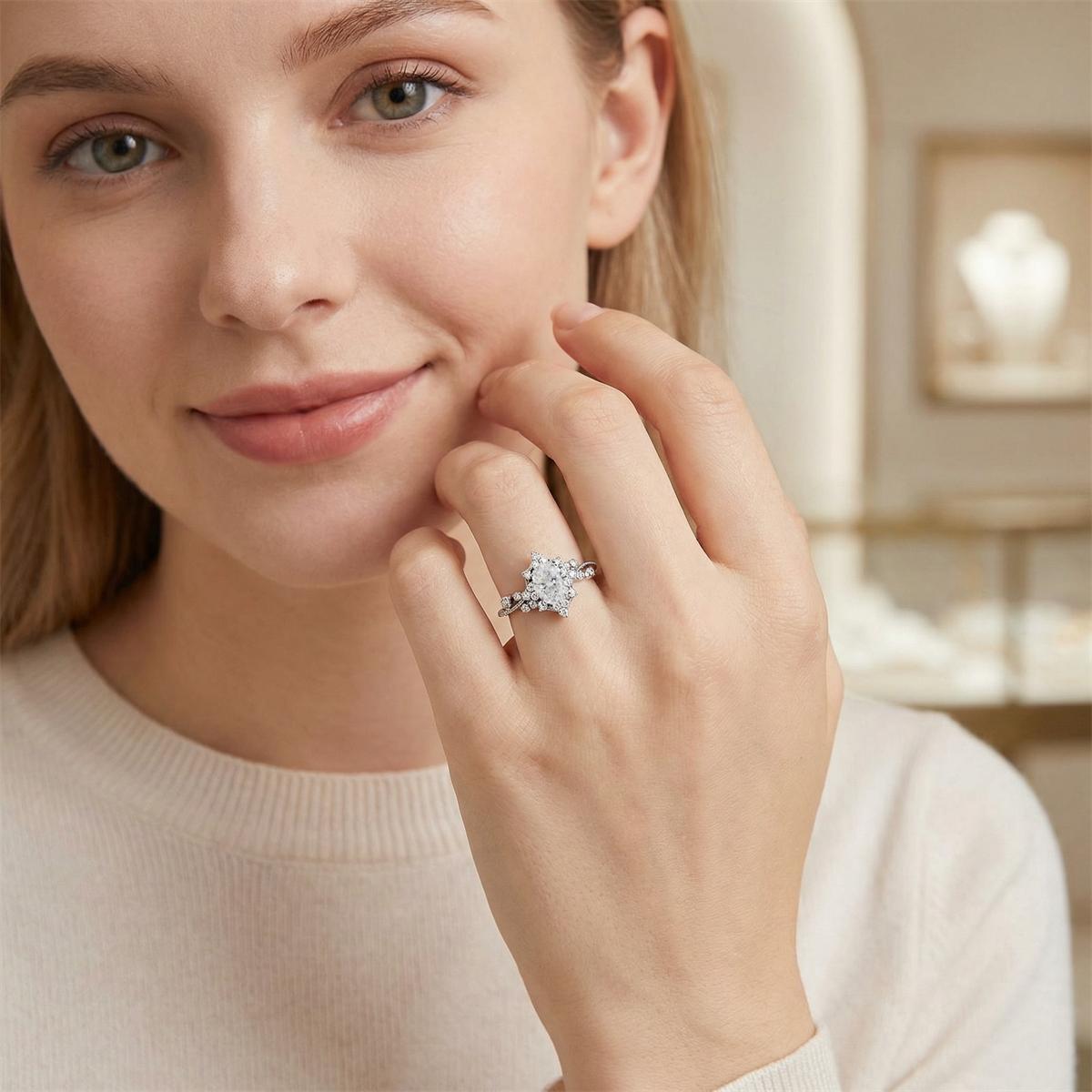 1.9ct Victorian Mirror Ring Vintage Engagement Ring Ivy & Dewdrop Band Ring VVS Synthetic Moissanite Ring Jewelry S925 Band