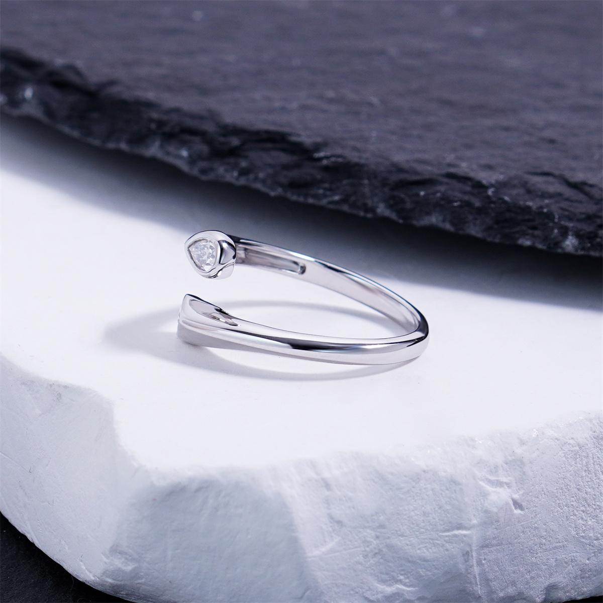 Delzzad 0.7ct Twin Soul Drops Ring Pear Bypass Ring Open Ring Band VVS Synthetic Moissanite Ring Jewelry Copper Band