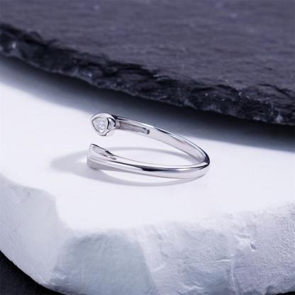 Delzzad 0.7ct Twin Soul Drops Ring Pear Bypass Ring Open Ring Band VVS Synthetic Moissanite Ring Jewelry Copper Band