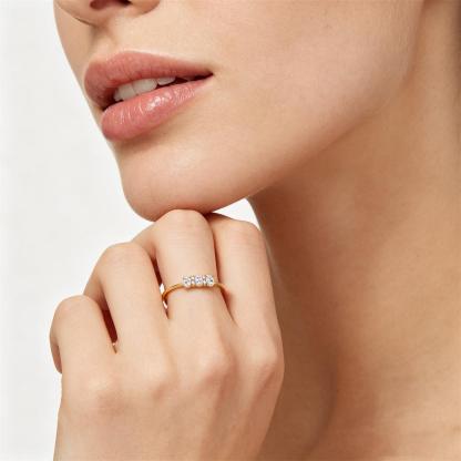 Delzzad 0.2ct Moonlight Pebbles Ring Oval Ring Band VVS Synthetic Moissanite Ring Jewelry Copper Band