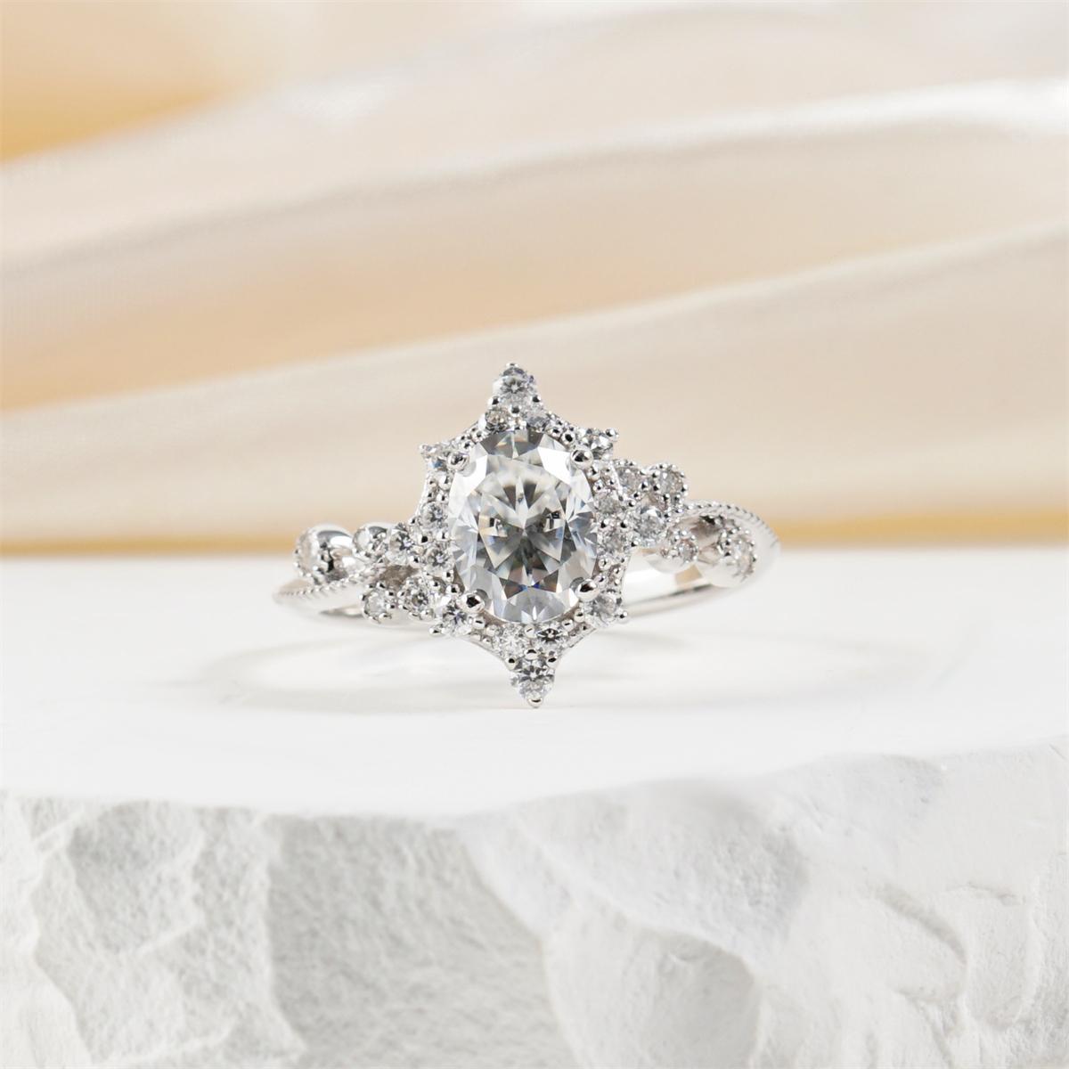 1.9ct Victorian Mirror Ring Vintage Engagement Ring Ivy & Dewdrop Band Ring VVS Synthetic Moissanite Ring Jewelry S925 Band