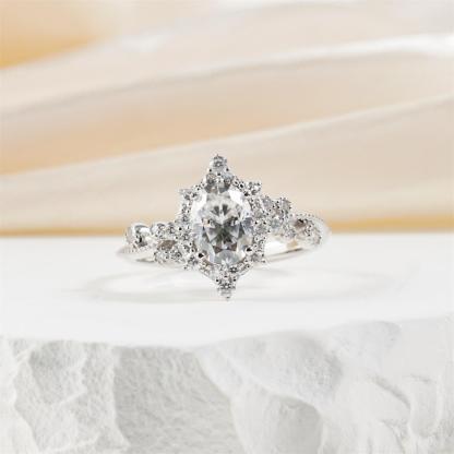 1.9ct Victorian Mirror Ring Vintage Engagement Ring Ivy & Dewdrop Band Ring VVS Synthetic Moissanite Ring Jewelry S925 Band