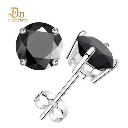 Delzzad S925 Round Synthetic Moissanite Prong Stud Earrings Anniversary Day Gifts For Men Women