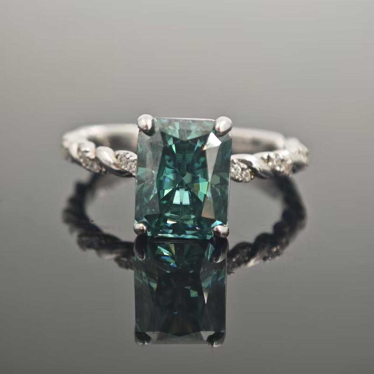 3ct Radiant Synthetic Moissanite Solitaire Twist Band Ring In 925 Sterling Silver