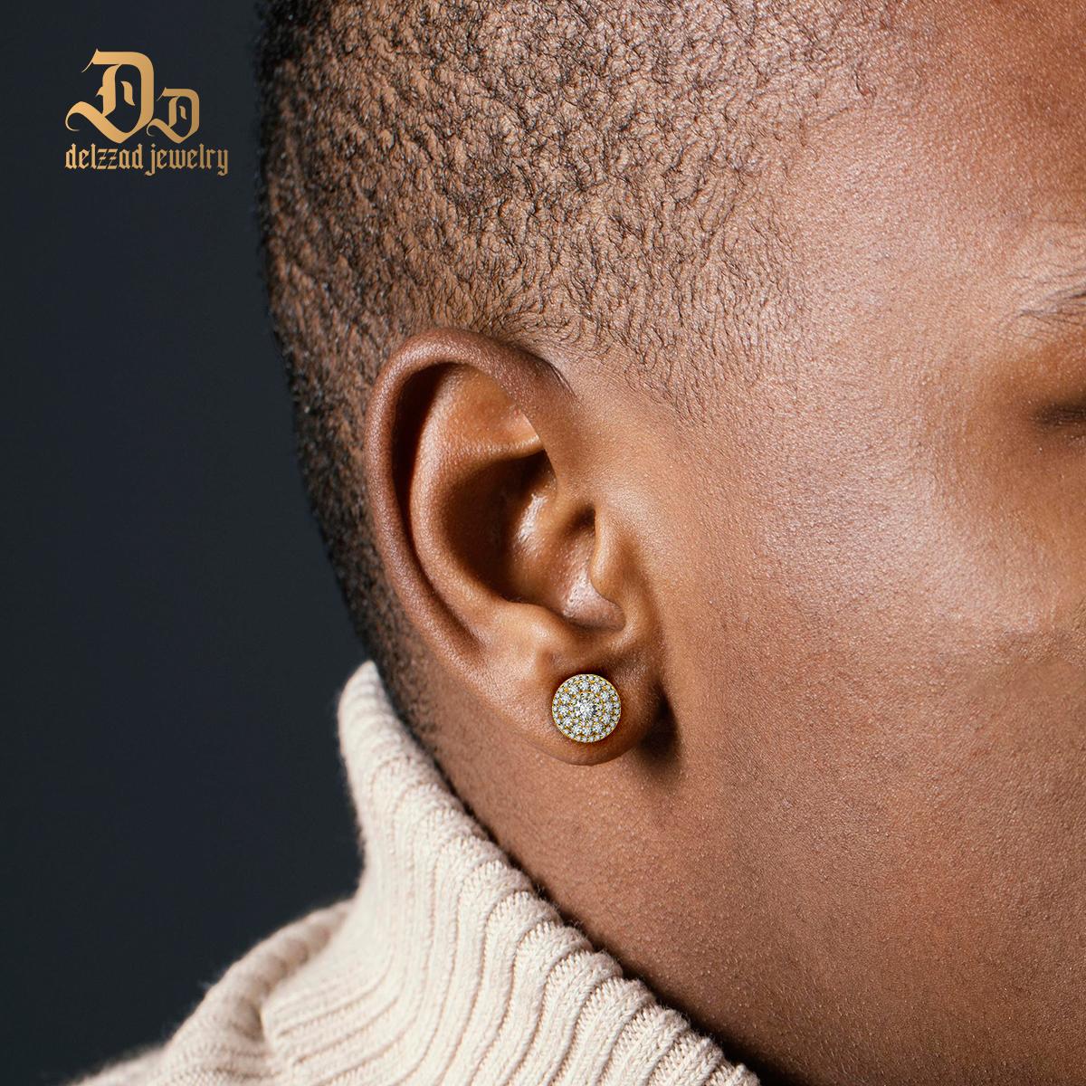 S925 Round Synthetic Moissanite Hip Hop Bling Out Circular Stud Earrings Birthday Anniversary Valentine's Day Gifts for Men Women