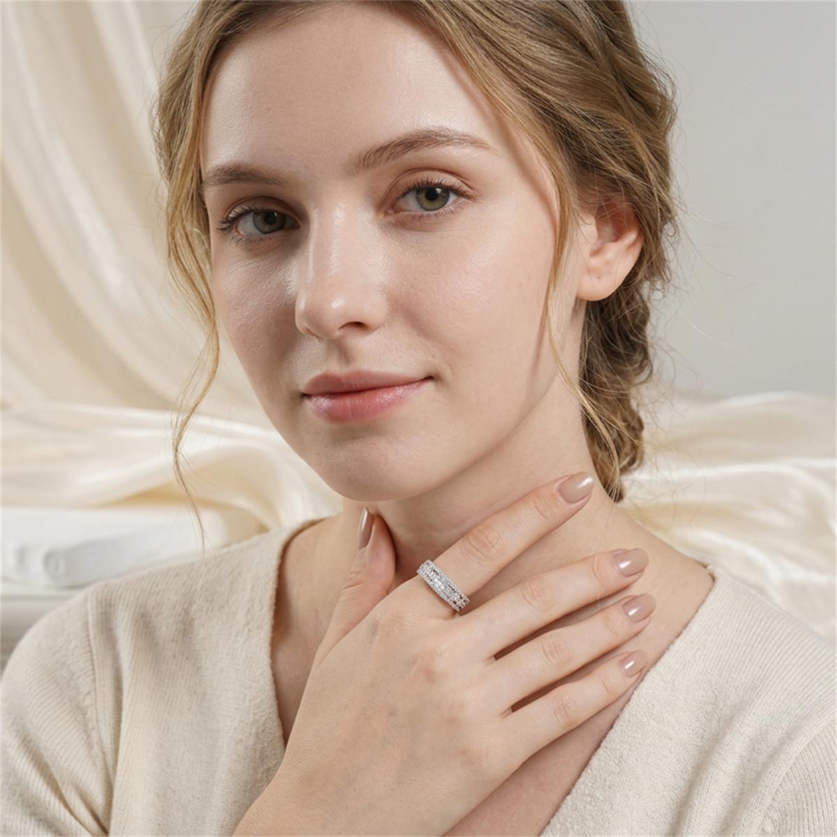 0.4ct Stellar Lattice Antique Lace Charm Ring VVS Synthetic Moissanite Ring Jewelry Copper Band