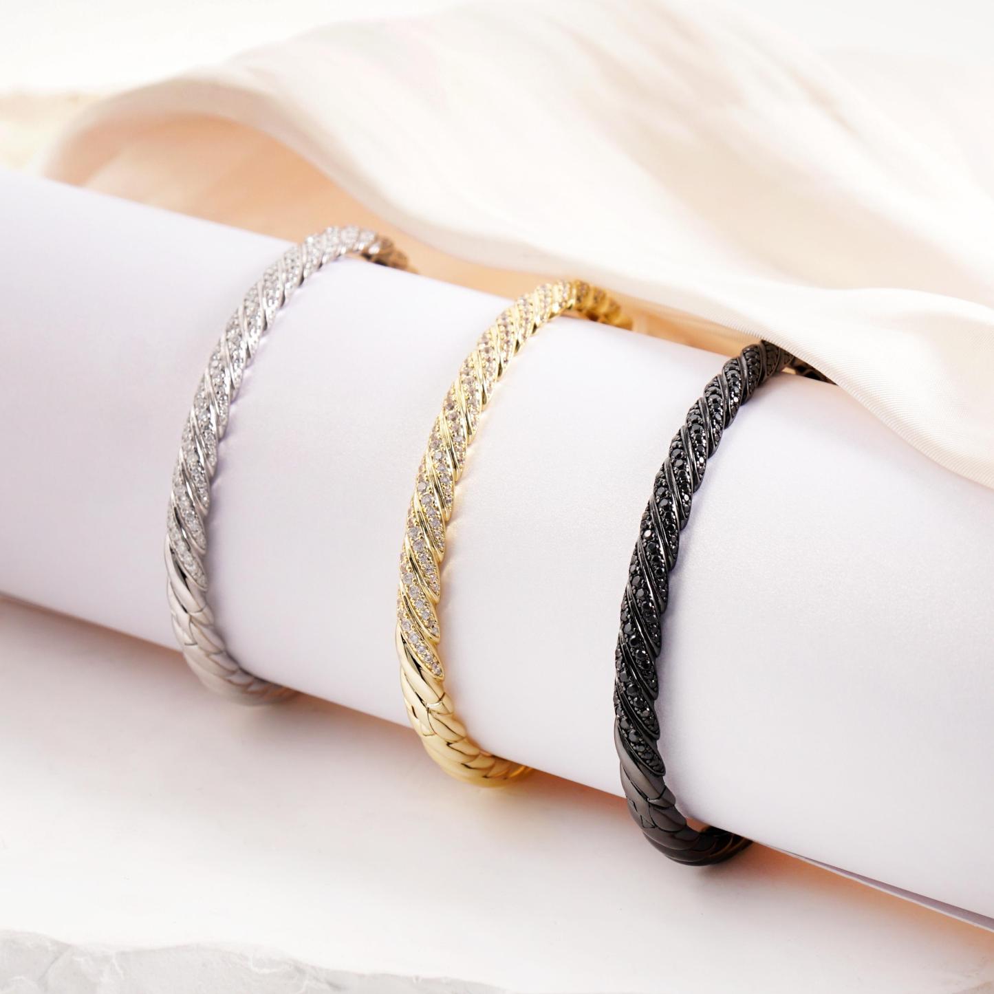 1.2ct Sculpted Cable Bangle Twisted Bangle Bracelet Synthetic Moissanite/Zirconia Bangle S925/Copper