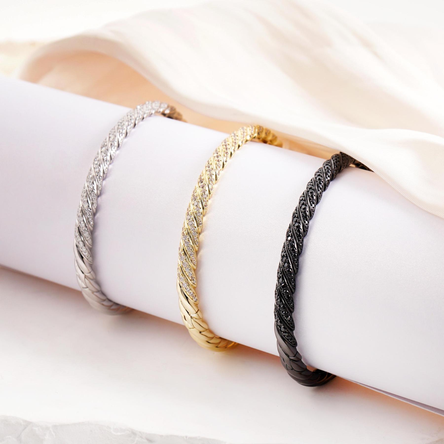 1.2ct Sculpted Cable Bangle Twisted Bangle Bracelet Synthetic Moissanite/Zirconia Bangle S925/Copper