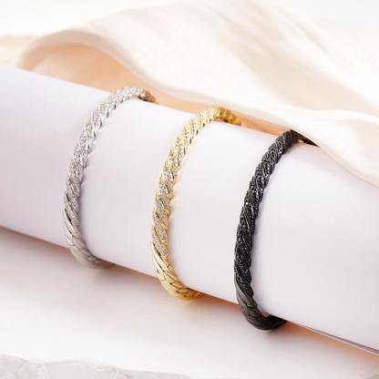 1.2ct Sculpted Cable Bangle Twisted Bangle Bracelet Synthetic Moissanite/Zirconia Bangle S925/Copper